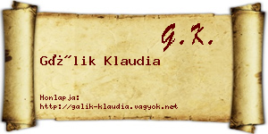 Gálik Klaudia névjegykártya