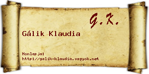 Gálik Klaudia névjegykártya